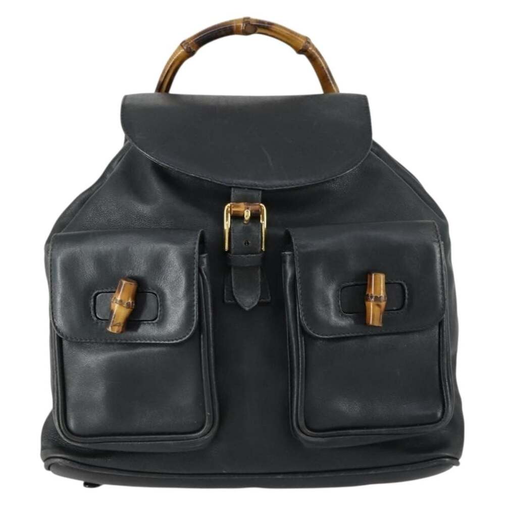 Gucci Bamboo Leather Backpack Black